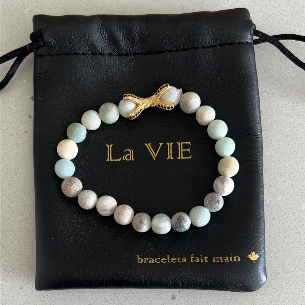 La VIE Gold-Accent Stone Bead Bracelet